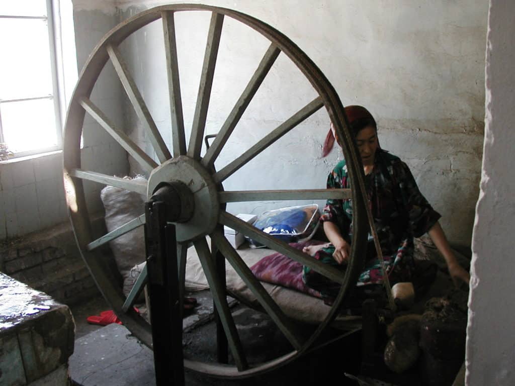 margilan silk factory worker uzbekistan