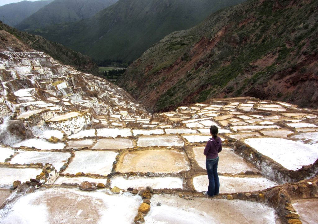 Looking out over ancient salt mines in Maras.