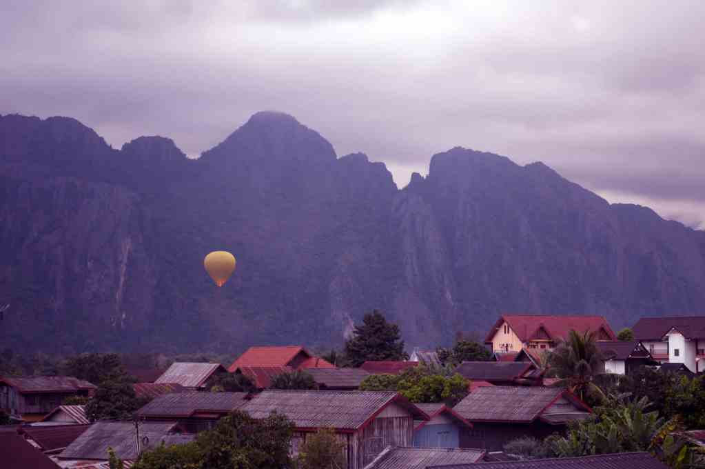 Hot-air balloon over Vang Vieng