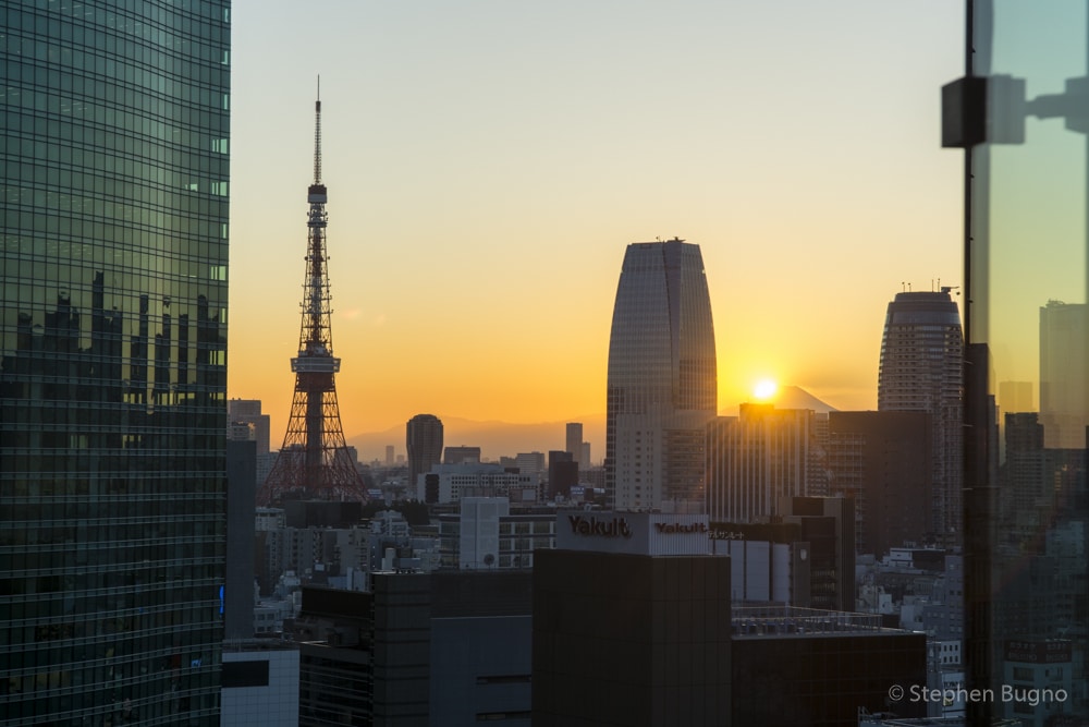 View of Mt Fuji and Tokyo Tower at Sunset